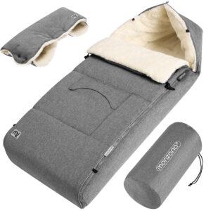 Baby kørepose 90x60 cm + Håndvarmer, reflekterende, grå