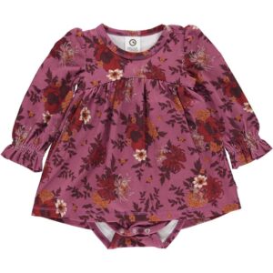 Bloomy langærmet kjole body - Boysenberry/Fig/Berry red - 98