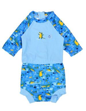 Happy nappy sunsuit - Crocodile swamp blue - 3-8 MDR.