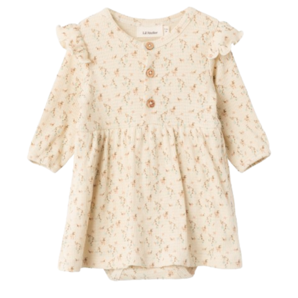Lil' Atelier Kjole med Body - Thida - Blomster - Fog str. 56