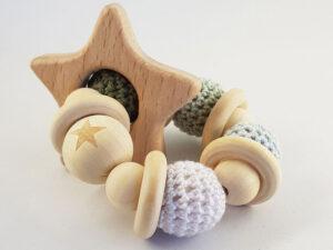 Økologisk bidering af bomuld og træ - Baby Teether - Star - SMÅ Sweden