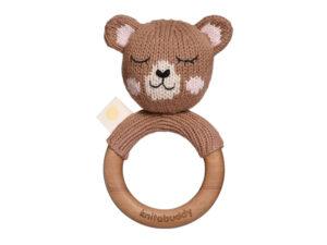 Økologisk bidering i Oeko-Tex bomuld og træ - Bjørn - Marty the bear teether fra Knit a Buddy