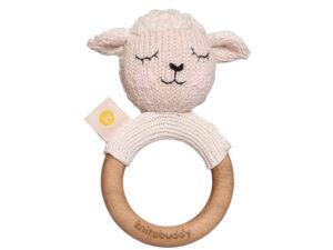 Økologisk bidering i Oeko-Tex bomuld og træ - Lam - Otto the lamb teether fra Knit a Buddy