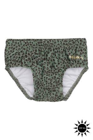 Soft Gallery - Badebukser Mika Swim Pants - Oil Green AOP Leospot - 62/3 mdr.