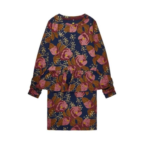 THE NEW - TNValencia l/s Dress - Big Flower - 3/4 år