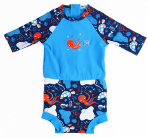 Happy nappy sunsuit - Under the Sea Blue - 3-8 MDR.