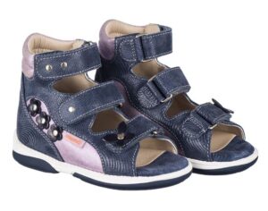 Memo Agnes, pigesandal, navy/lilla - sandaler med ekstra støtte