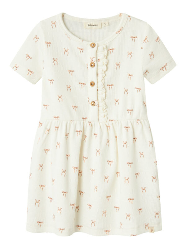 Lil Atelier Gavo Emi Dress med Sløjfer - Coconut Milk - 92 cm