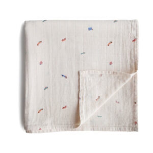 Mushie - Muslin Swaddle Stofble - Retro Cars - One Size