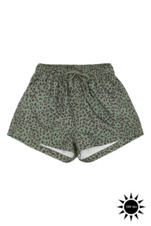 Soft Gallery - Badebukser Edison Swim Pants - Oil Green AOP Leospot - 86/18 mdr.