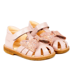 Sandal med sløjfe og velcrolukning - Pale Rose/Rose Glitter - 25