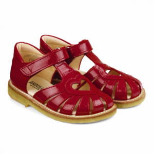 Hjerte Sandal Med Lukket Tå Og Velcro - 1377/Dark Red - 26