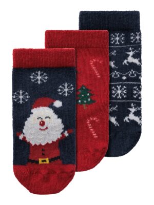 Name It Richristmas 3 pack strømper - Dark Sapphire - 50/56 cm