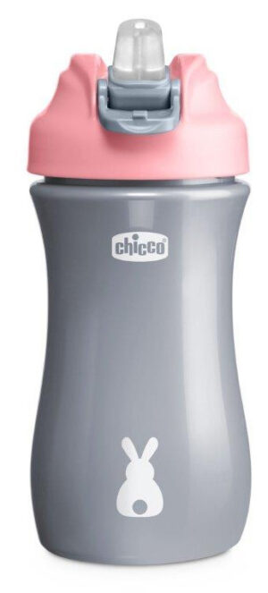 Chicco Flaske med Blød Tud - 350ml, Fra 2 år - Lyserød/Grå