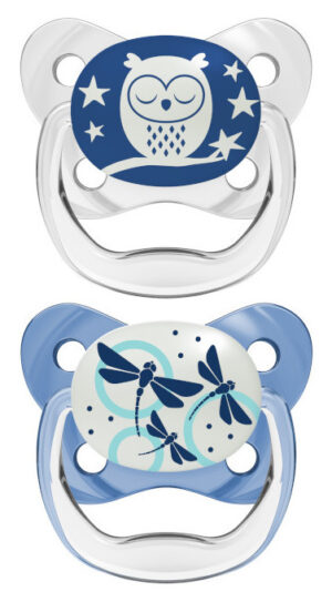 Dr. Brown's PreVent Glow in the Dark Sut - Blå - 2 stk