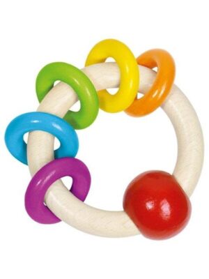 Goki Wooden Gripping Ring with 5 Rainbow Rings
