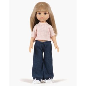 Jeans & lyserød bluse - Dukketøj 32 cm