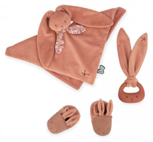 Kaloo Lapinoo Babysæt med Kaninnusseklud, Bidering og Kaninhjemmesko - Terracotta