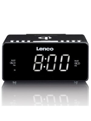 Lenco CR-550BK - Stereo FM Clock Radio with USB and Qi Wireless Smartphone charging - Black - FM - Stereo - Sort