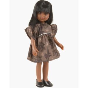Mørk Nora dukke i Shiteki kjole - 32 cm