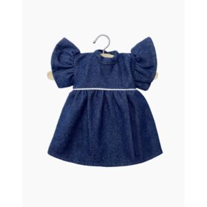 Mørk denim kjole - Dukketøj 32 cm