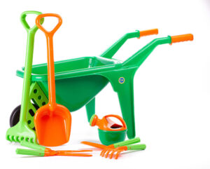 Polesie Babylegetøjstrillebør med Haveredskaber - 6 dele - Orange/Grøn
