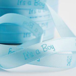 Satinbånd It's A Boy Lyseblå