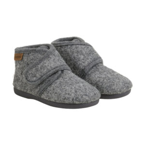 Uldhjemmesko velcro - Dark Gray Melange - 24