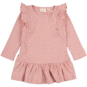 Dress LS Frills Dot - BRIGHTROSE - 110