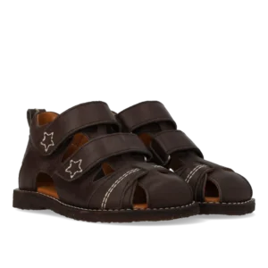 Begynder sandal med velcrolukning - Dark Brown - 24
