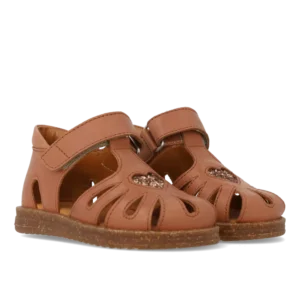 Begynder sandal med glitterhjerte - Clay/Clay Glitter - 23