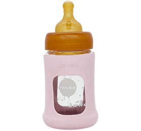 Hevea Baby Glas sutteflaske Wide Neck 150ml Powder Pink