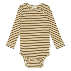 Petit Piao - Body L/S Modal Striped - Leaves/Cream - 62