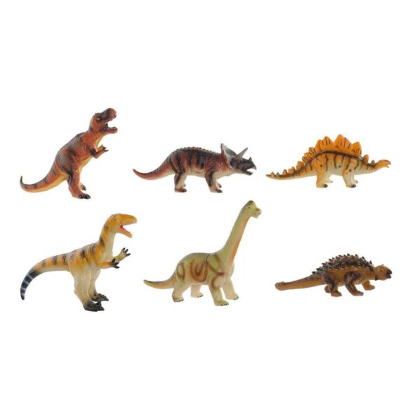 Dinosaur figursæt - 6 stk., blød PVC, multifarvet