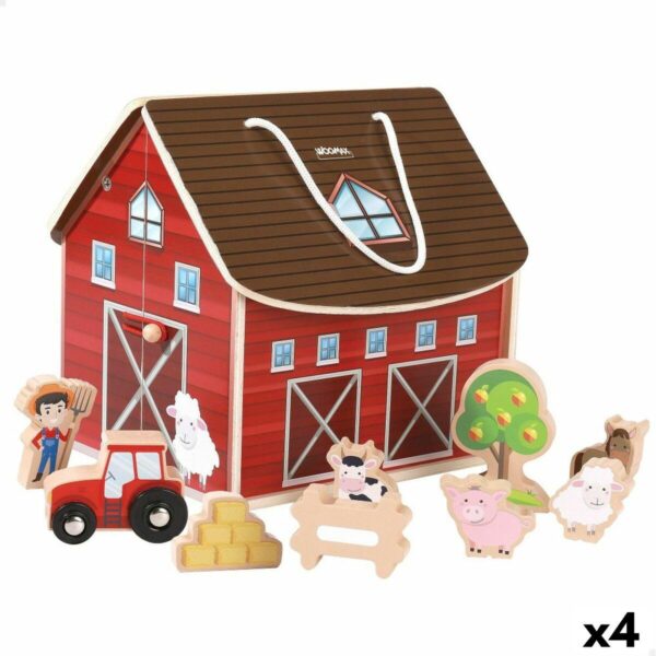 Woomax playset - gård i træ, 9 dele (4 enheder) 19 × 18 × 19 cm