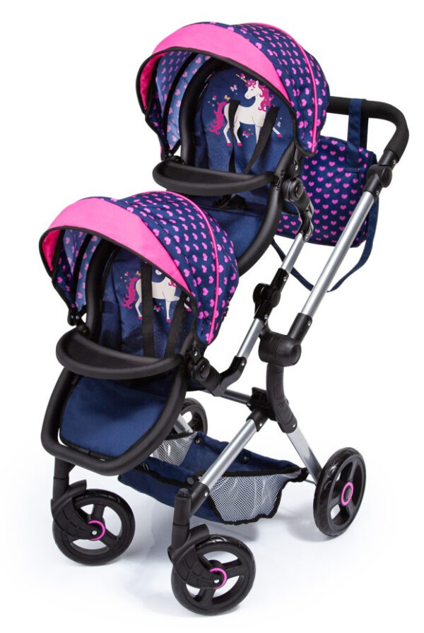 Bayer Twin Neo Dukkeklapvogn - 3+år - Lilla/Pink med Enhjørning