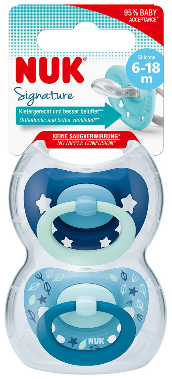Nuk Signatur Silikone Sut - 6/18 måneder - 2 stk - Stjerner/Stjerner